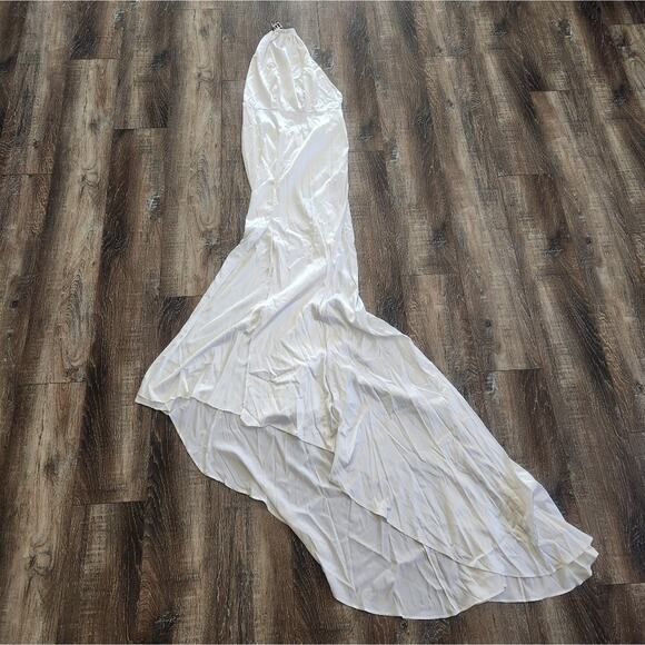 Retrofete Margot Dress White Size Medium Silk Blend Open Back Bridal NWT - Picture 3 of 16